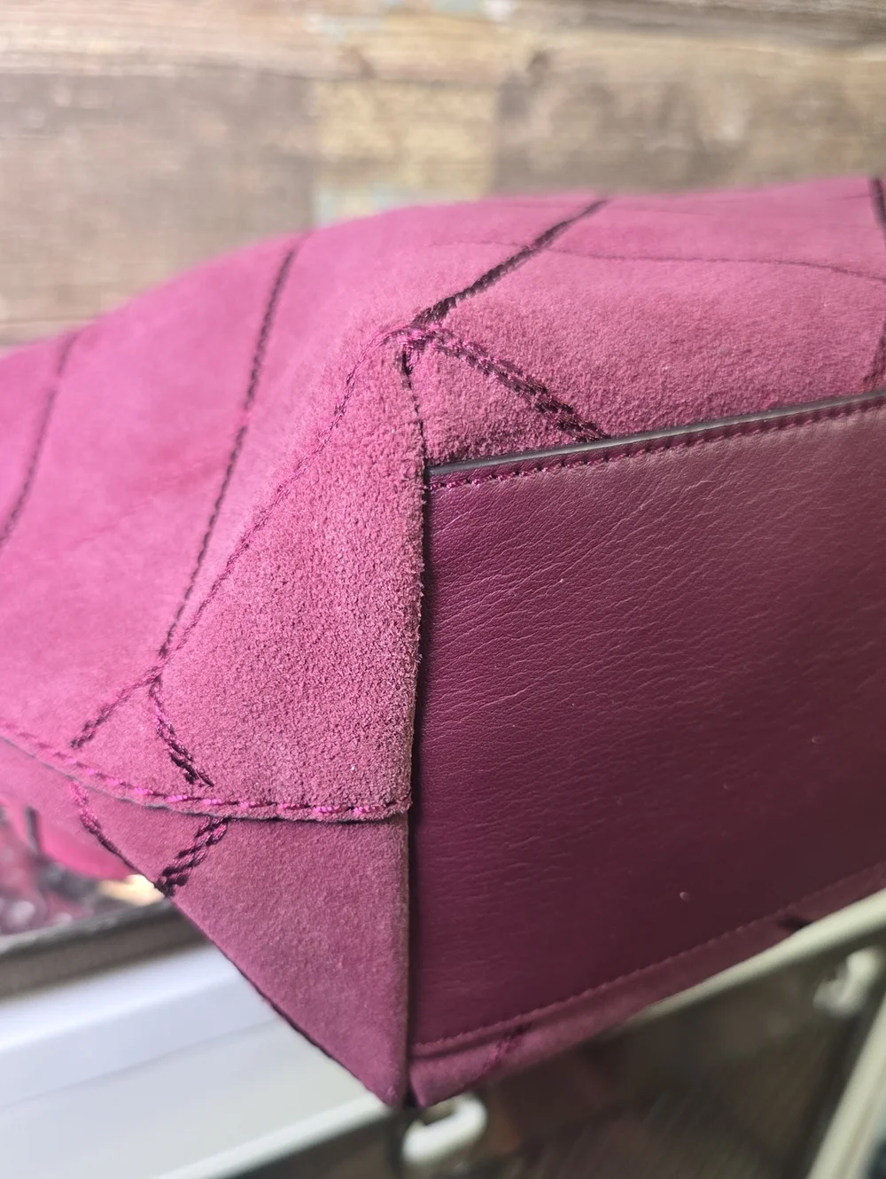 Tory Burch Frida Stitched Suede Satchel, EUC